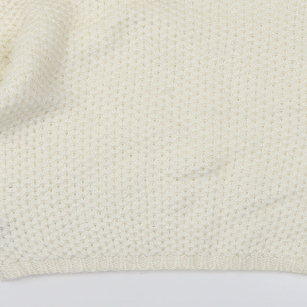Marks and Spencer Girls White Knit Pullover Jumper Size 11-12 Years