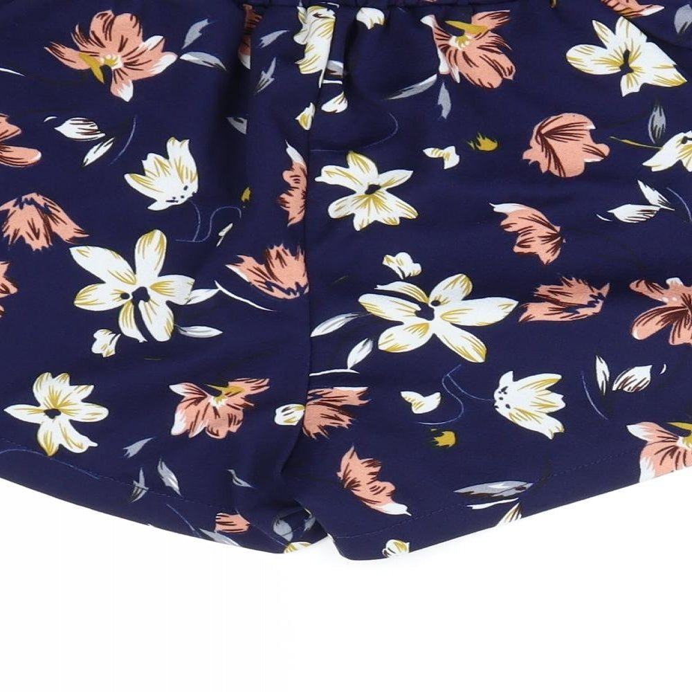 Preworn Womens Blue Floral Culotte Shorts Size 10