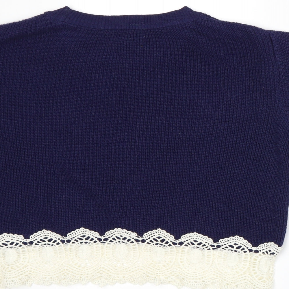Topshop Womens Blue Knit Pullover Jumper Size 6