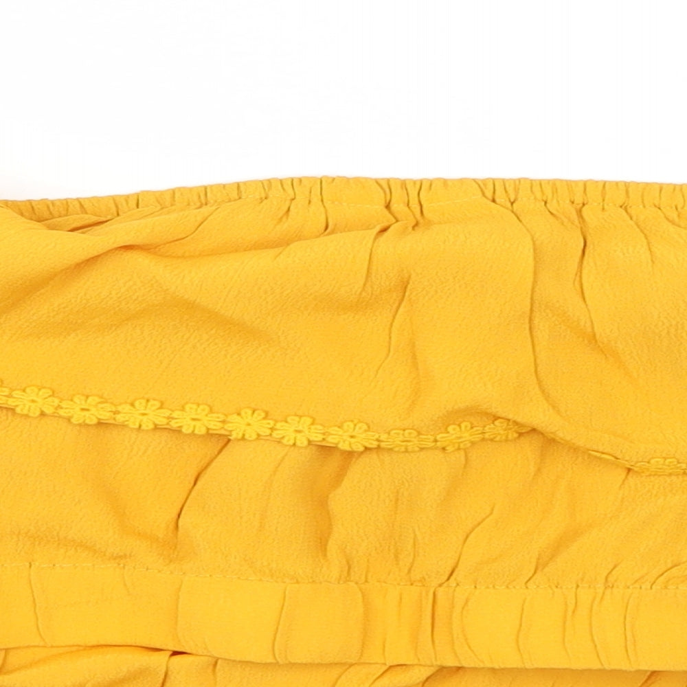 Preworn Womens Yellow Cropped Blouse Size 12