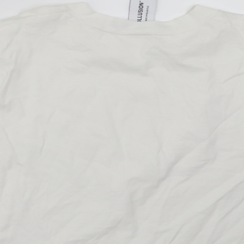 COLLUSION Womens White Basic T-Shirt Size 10