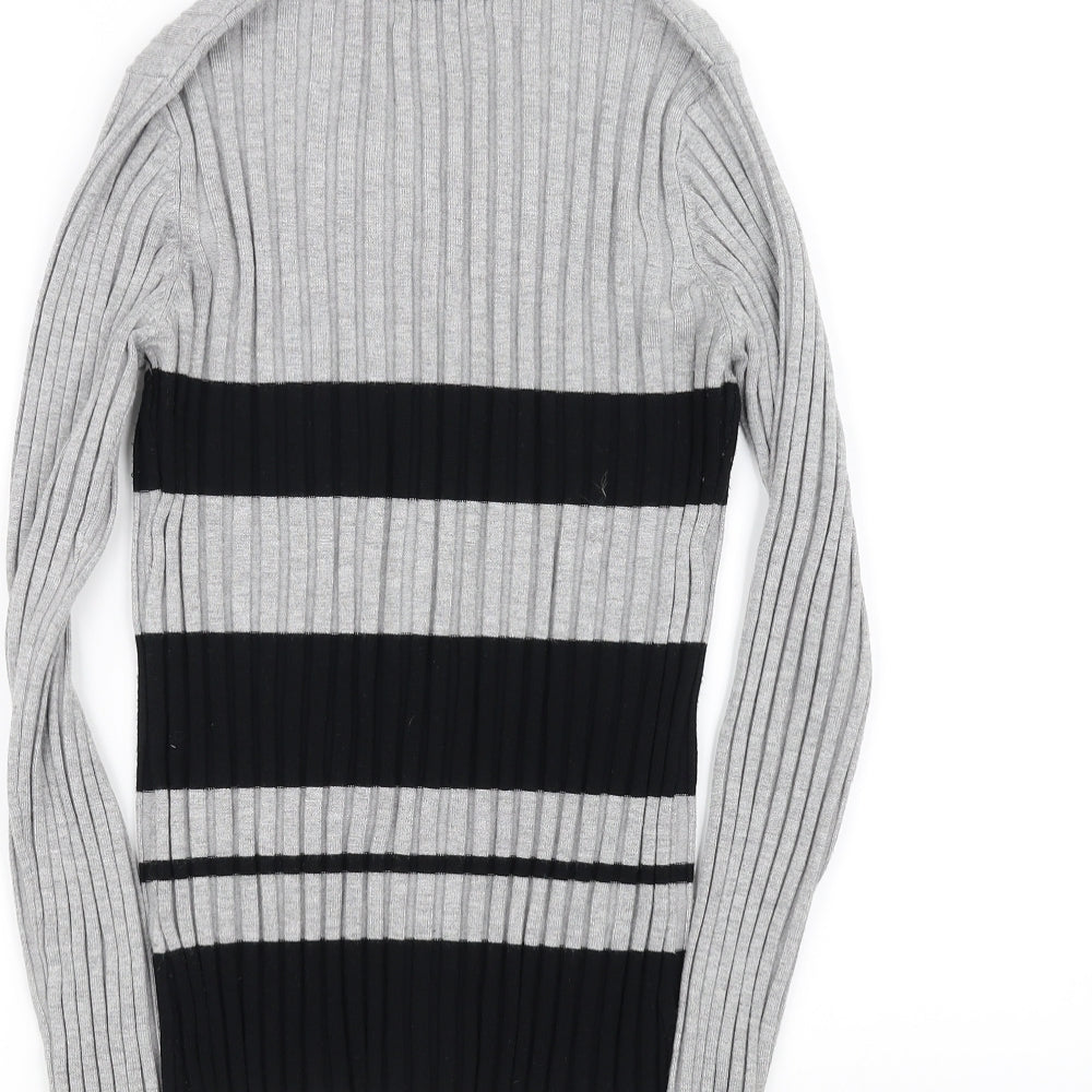 Sky Designs Womens Grey Striped Cardigan Jumper Size 2