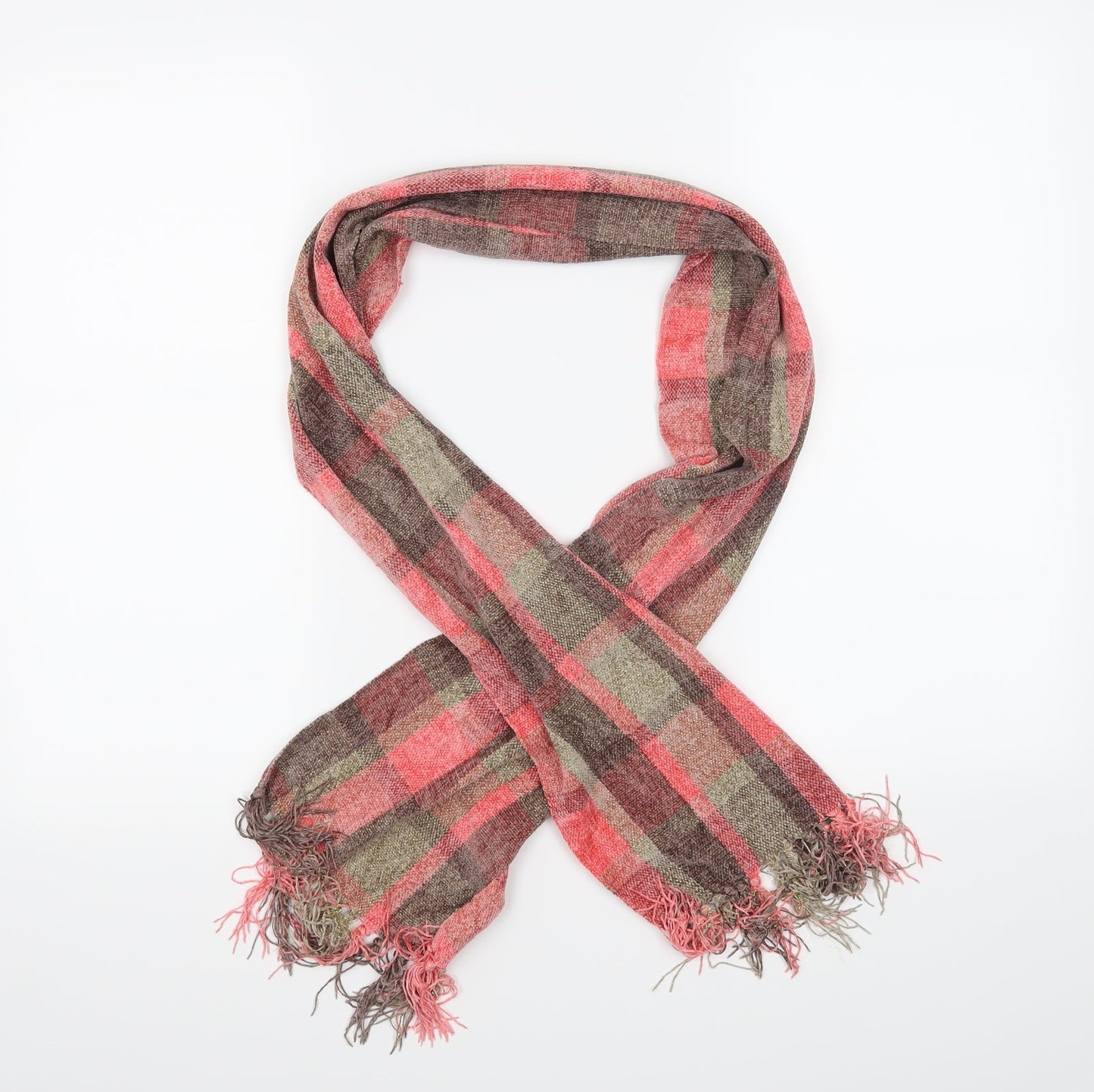 Preworn Womens Pink Check Scarf