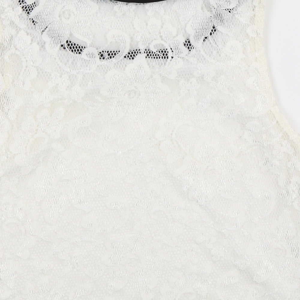 Jennyfer Womens White Basic Tank Size M