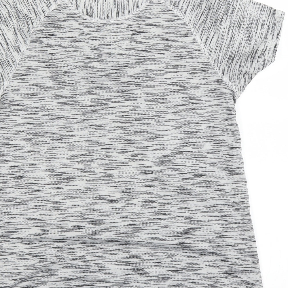 Saucony Womens Silver Houndstooth Basic T-Shirt Size 12