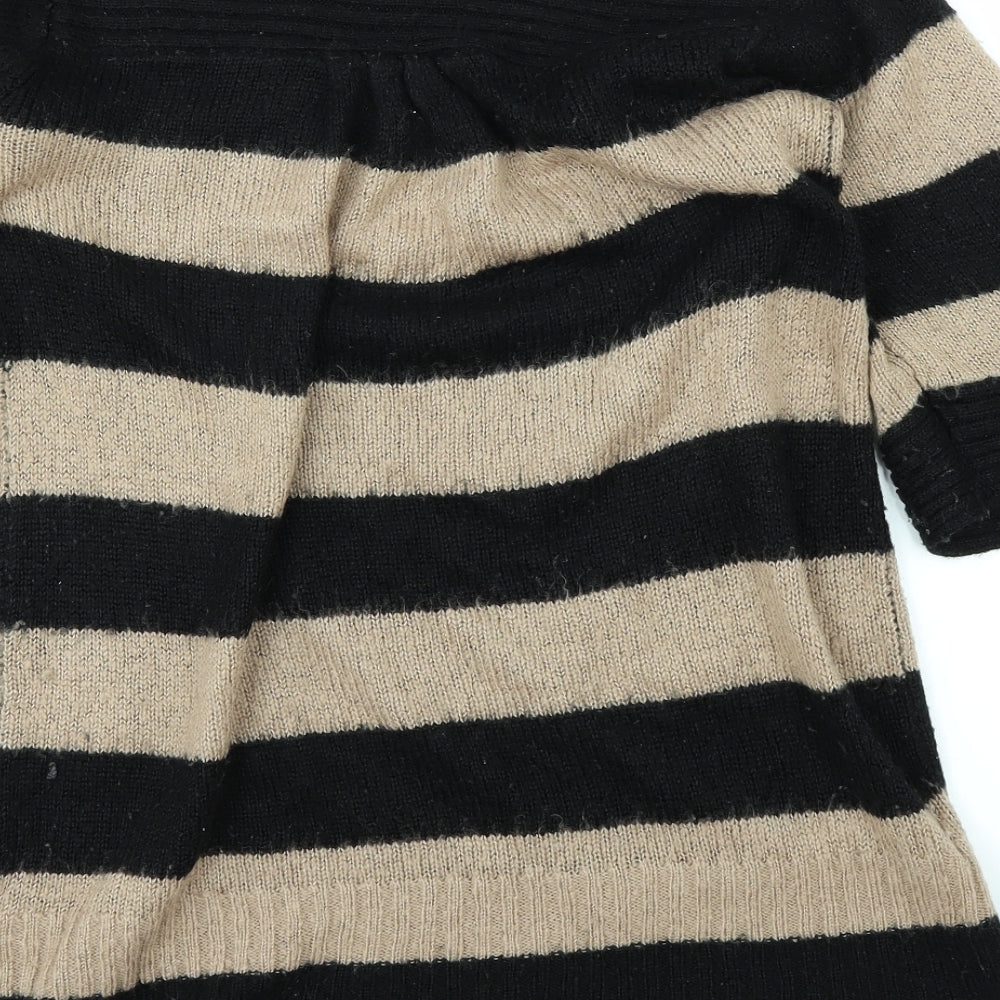 mimosa Womens Black Striped Pullover Jumper Size 14