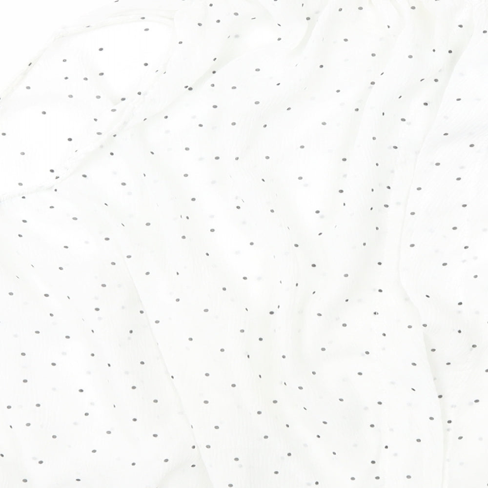 Mango Womens White Polka Dot Basic Blouse Size L