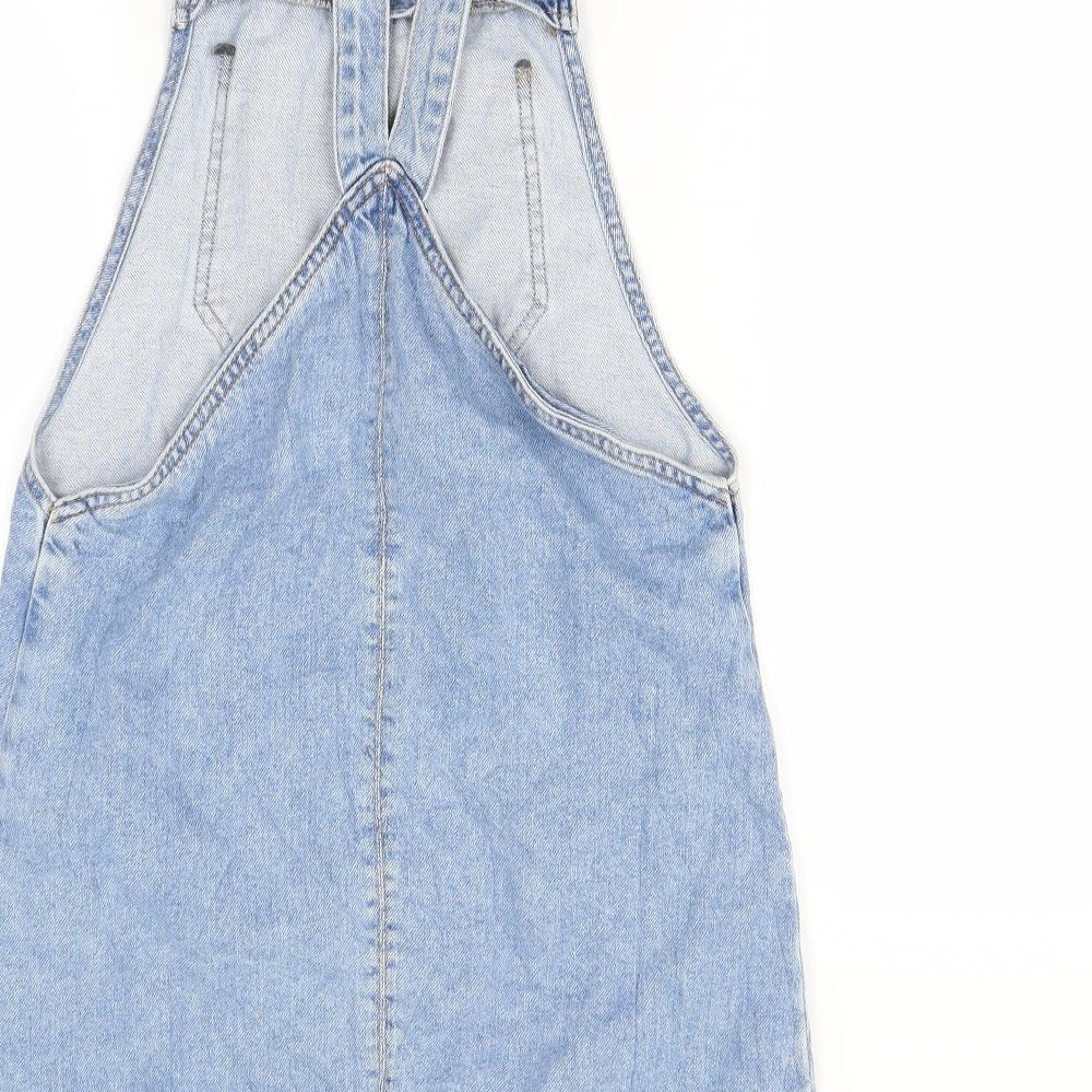 Topshop Womens Blue Denim Pinafore/Dungaree Dress Size 6
