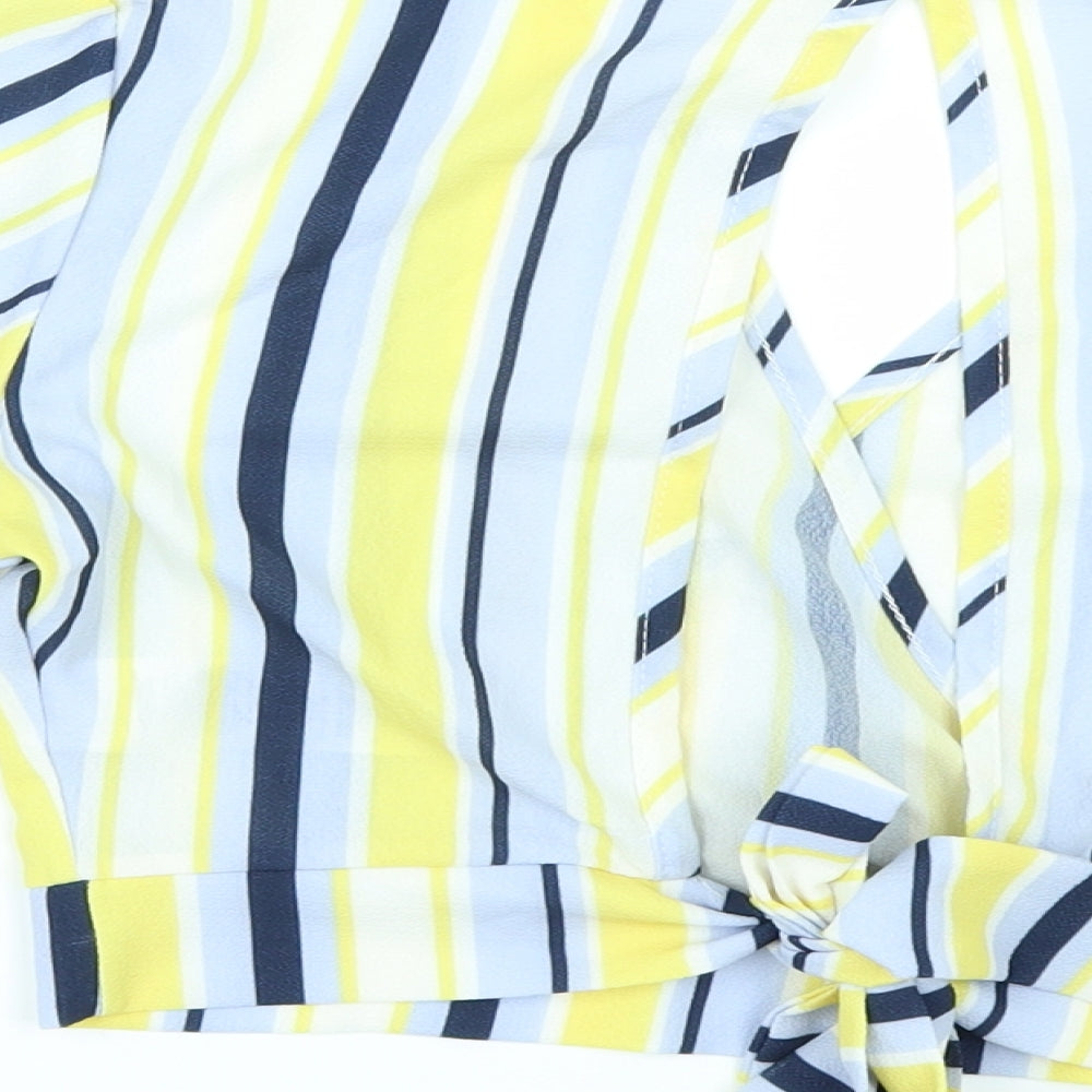 Quiz Womens Multicoloured Striped Cropped Blouse Size 10