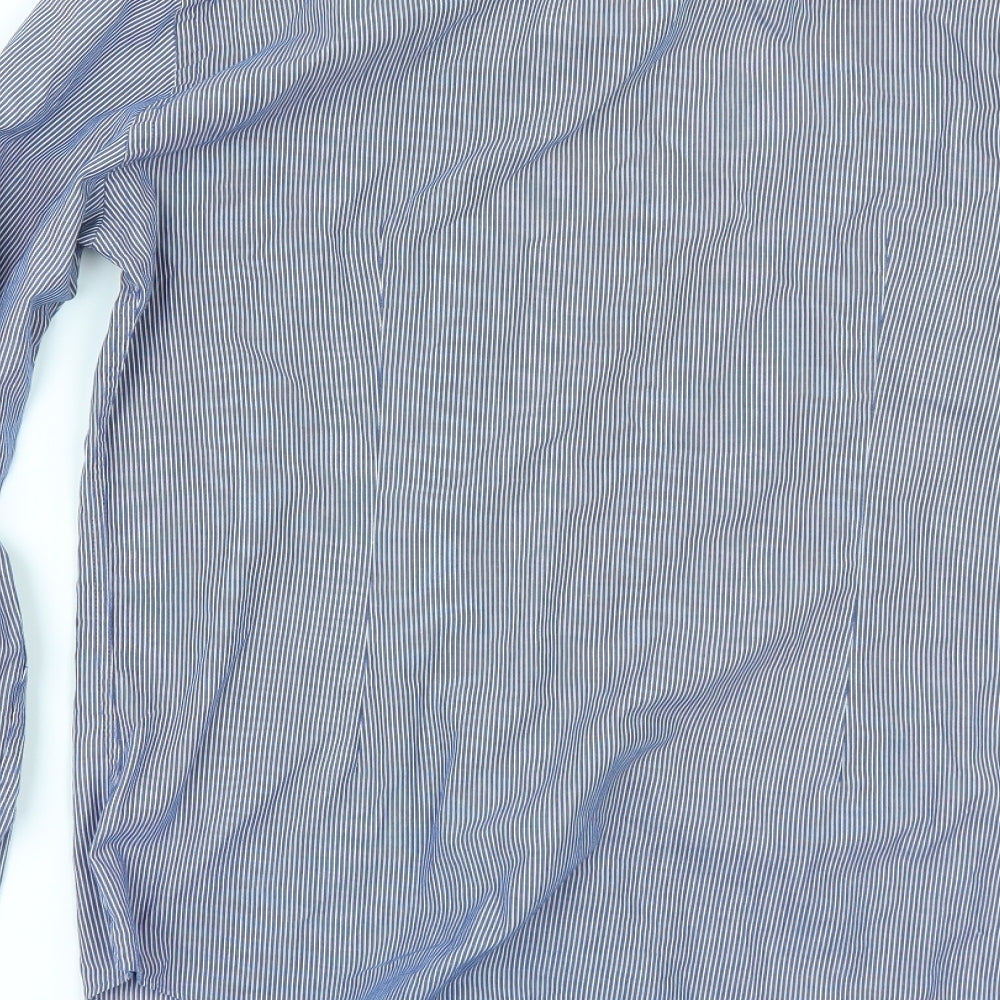 Limited Collection Mens Blue Striped Button-Up Size 14.5