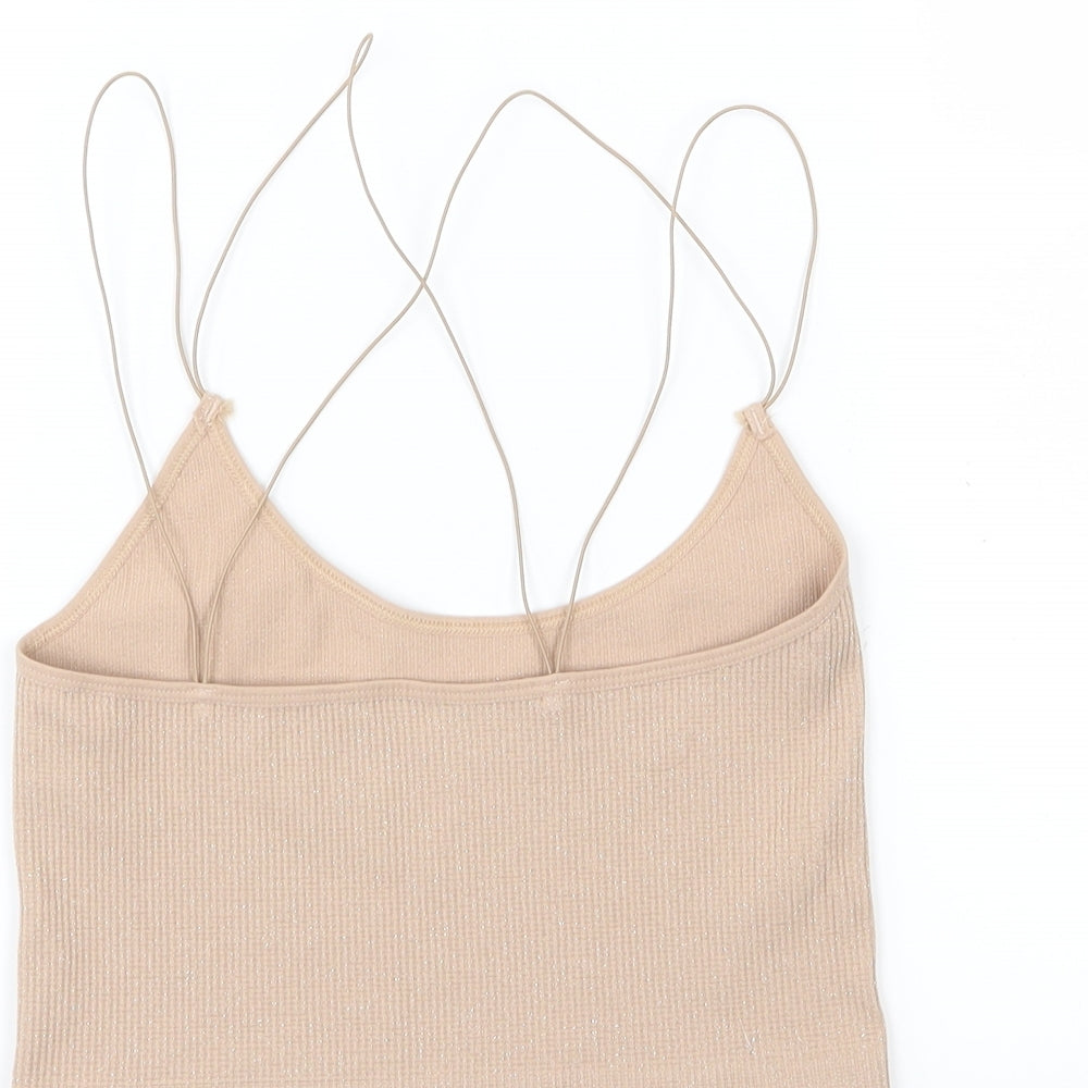 Preworn Womens Beige Knit Pullover Jumper Size L - Cropped