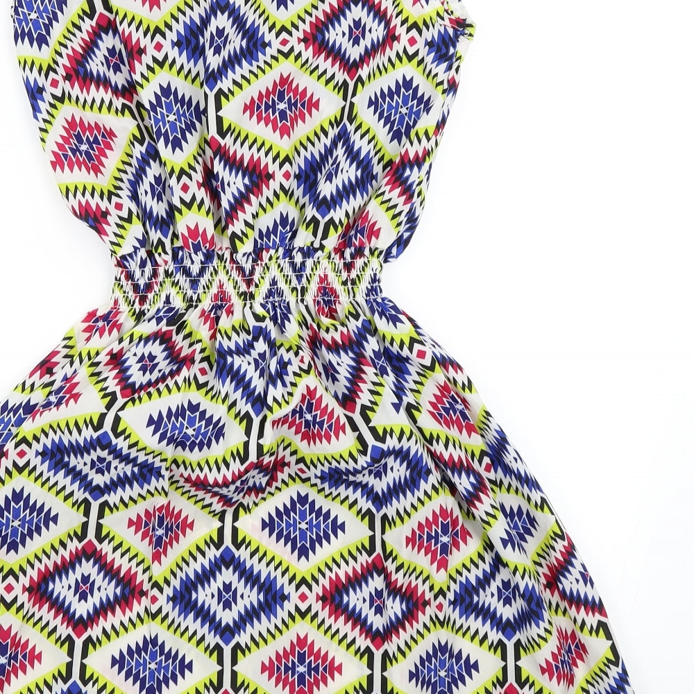 Drunken Tango Womens Multicoloured Geometric Skater Dress Size L