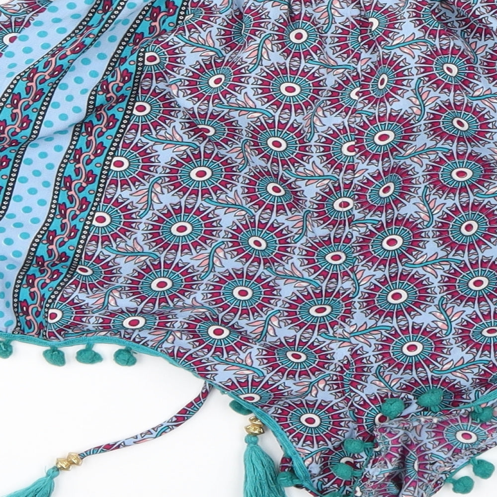 Boohoo Womens Blue Floral Cut-Off Shorts Size 8
