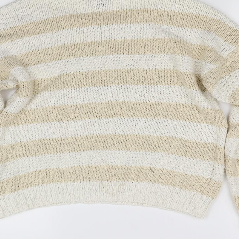 Primark Womens Beige Striped Pullover Jumper Size M