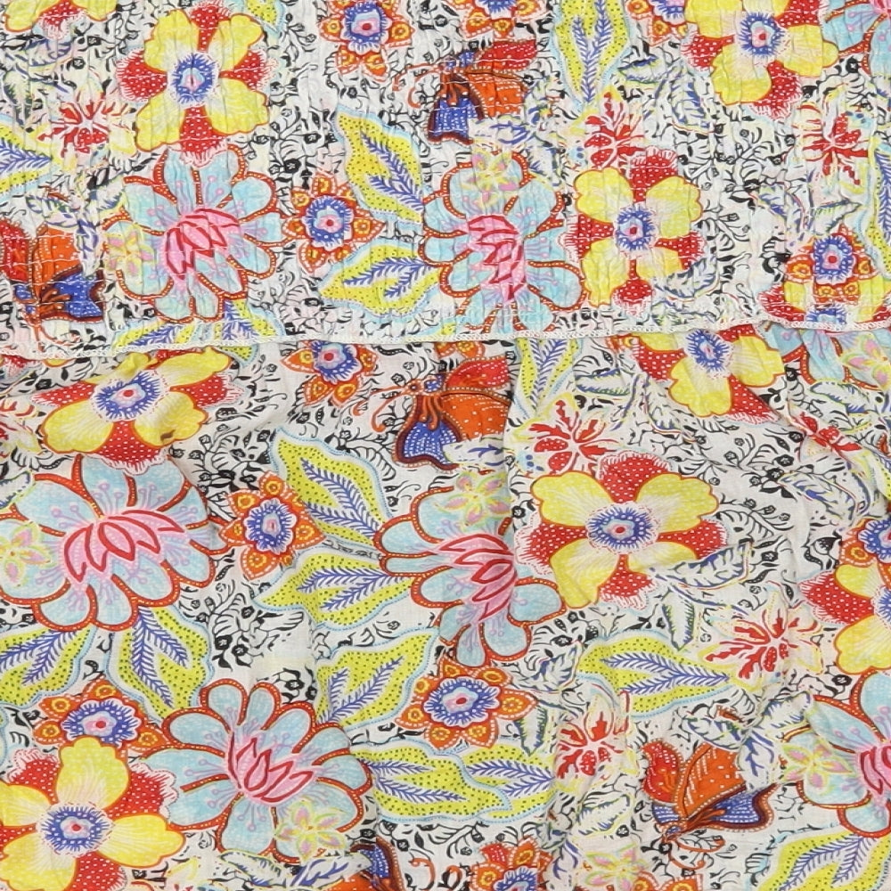 Preworn Womens White Floral Basic Blouse Size 14