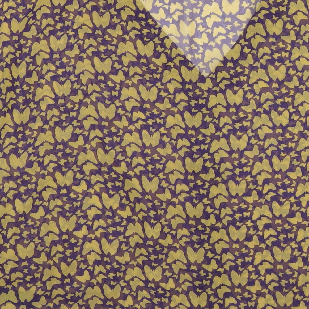George Womens Purple Animal Print Chiffon Basic Blouse Size 12 - butterflies