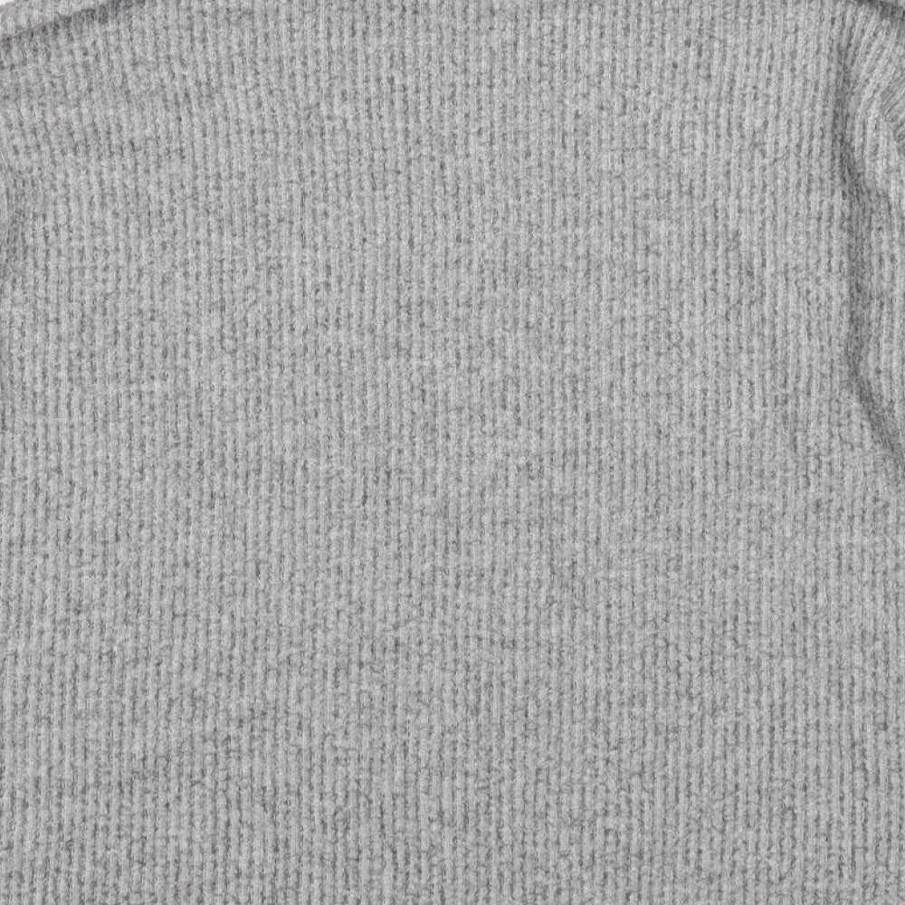 New Look Womens Grey Striped Knit Pullover Jumper Size M
