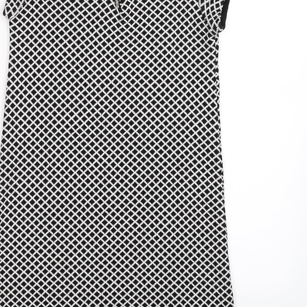Zara Womens Black Argyle/Diamond Knit A-Line Size S