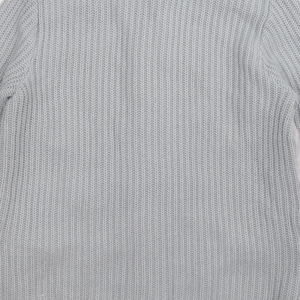 St Michael Womens Grey Striped Knit Cardigan Jumper Size 14