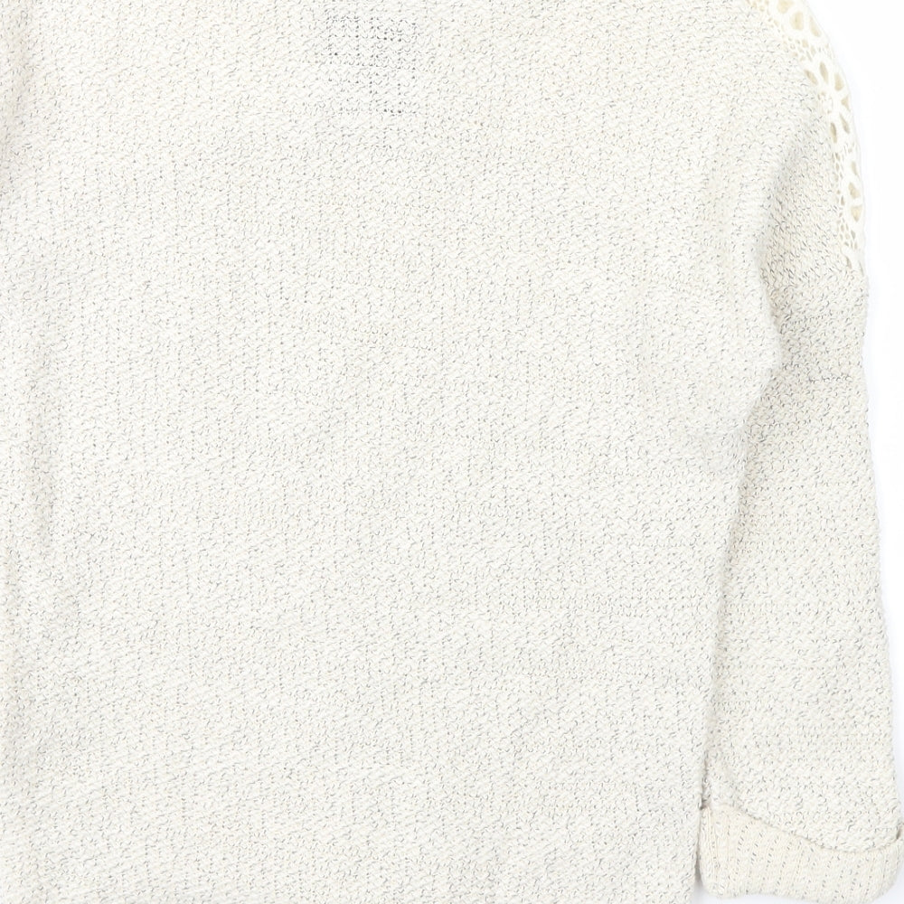 made for you Womens White Floral Pullover Jumper Size 6