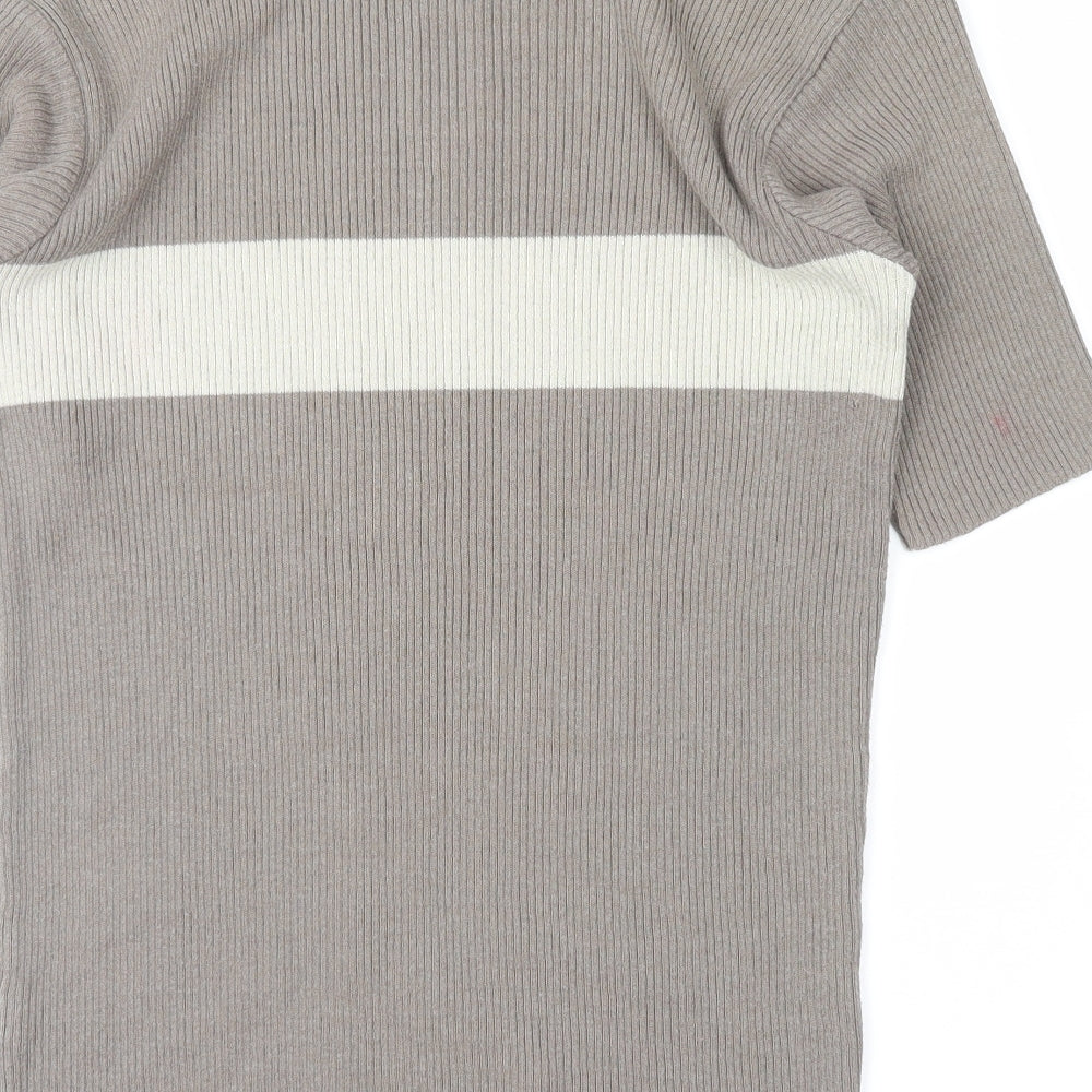 NEXT Womens Grey Striped Pullover Jumper Size M