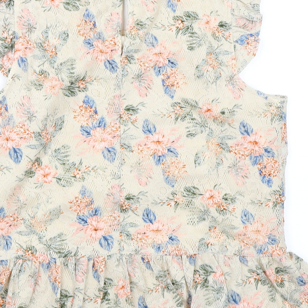 Red Herring Womens Beige Floral Basic Blouse Size 12
