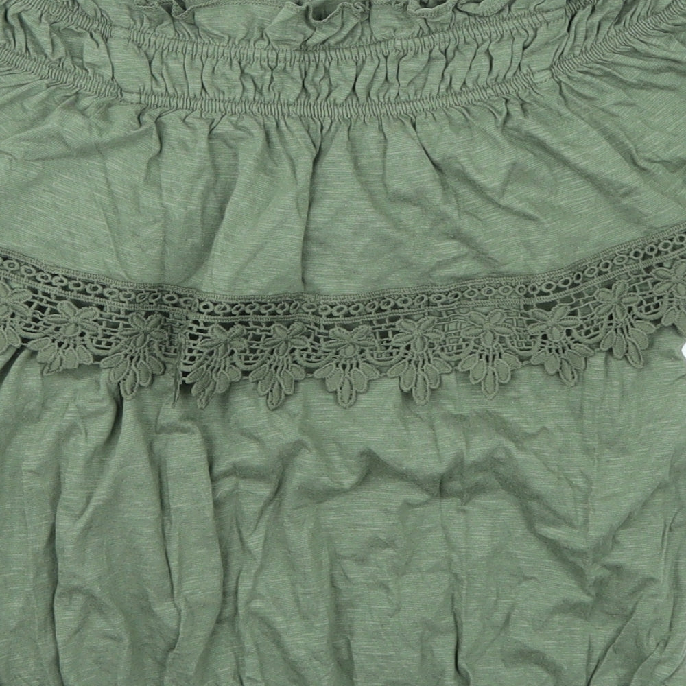 Miss Selfridge Womens Green Basic T-Shirt Size 8