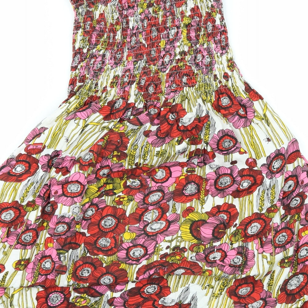 Preworn Girls White Floral Fit & Flare Size L