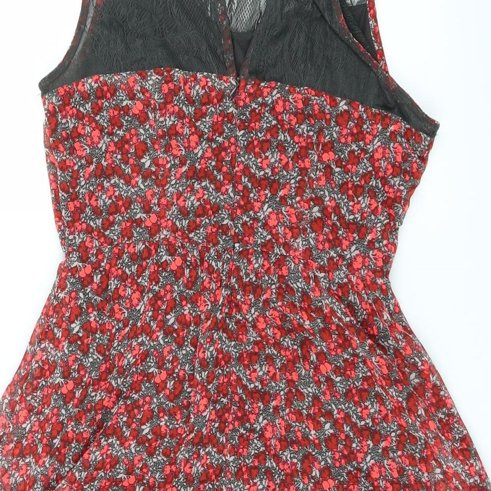 Only Womens Red Floral Fit & Flare Size 6