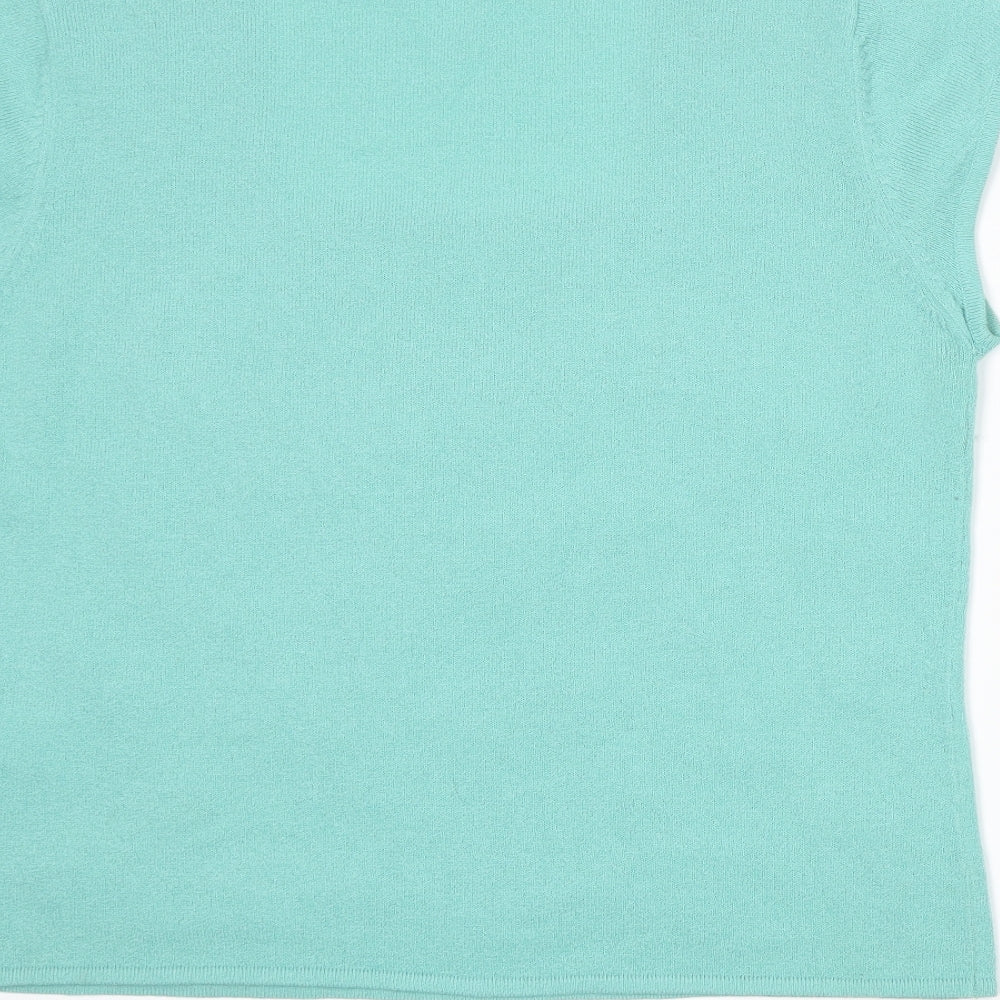 Alex & Co Womens Green Knit Basic T-Shirt Size 14