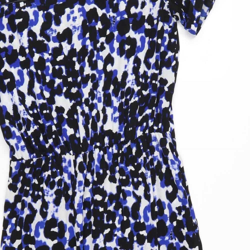 Luxe Womens Black Animal Print Fit & Flare Size 10