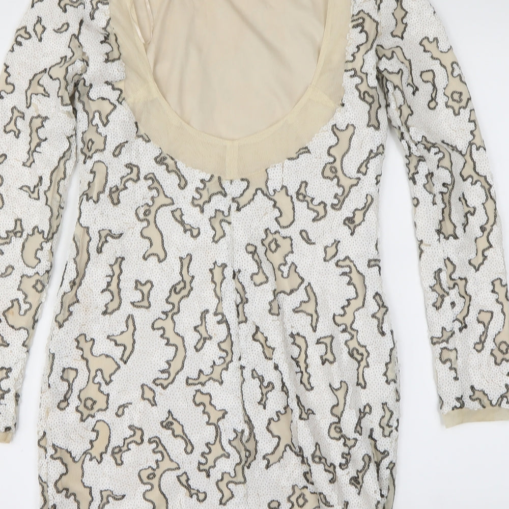 Zara Womens White Animal Print Mini Size M