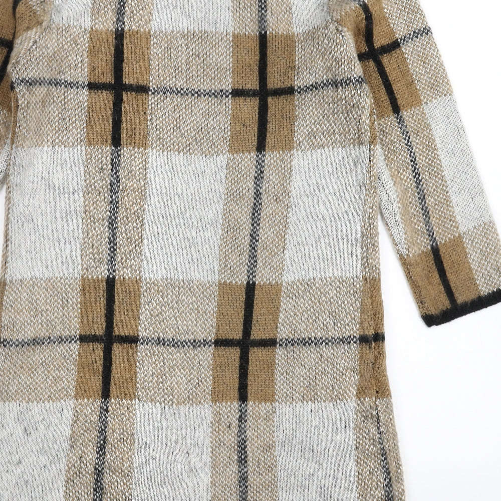 Papaya Womens Brown Plaid Bodycon Size S
