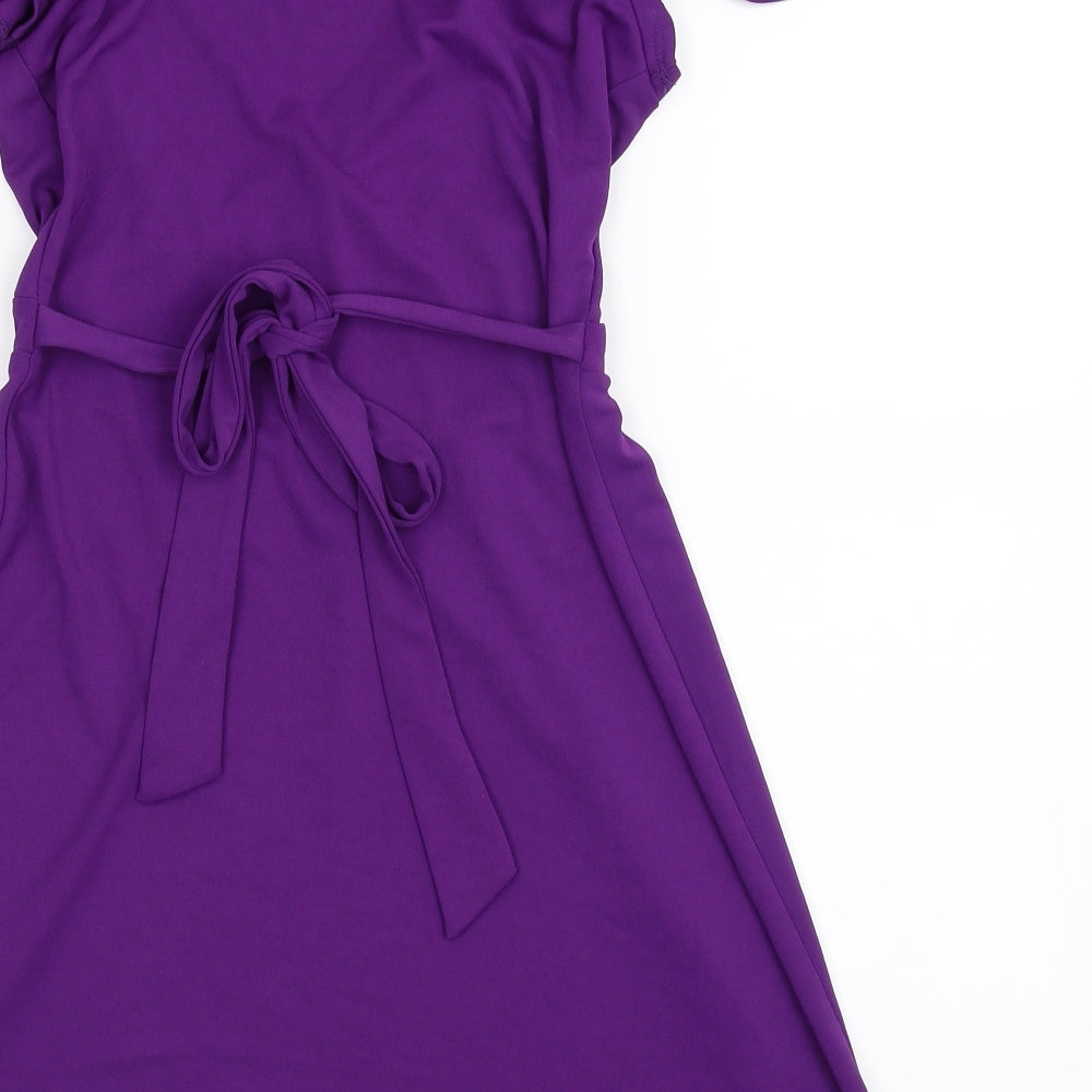 Dorothy Perkins Womens Purple Fit & Flare Size 8 - tie on back