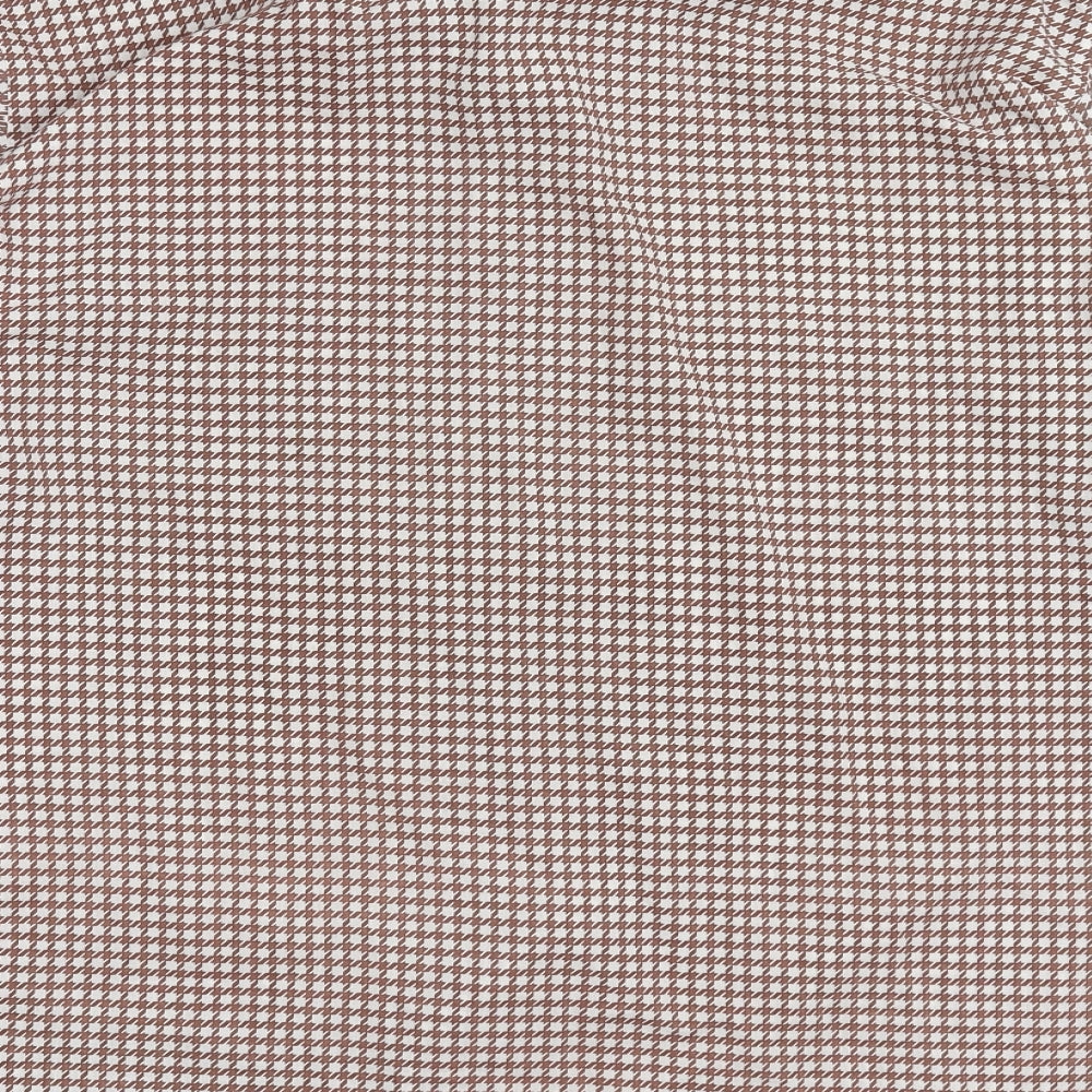 Preworn Womens Brown Geometric Basic Button-Up Size 40