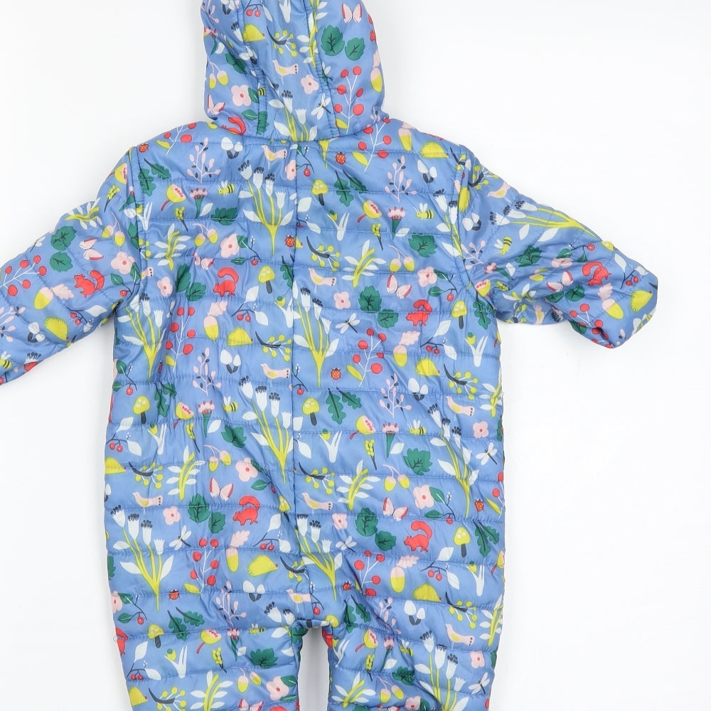 Marks and Spencer Baby Blue Floral Jacket Size 0-3 Months - one piece with mittens