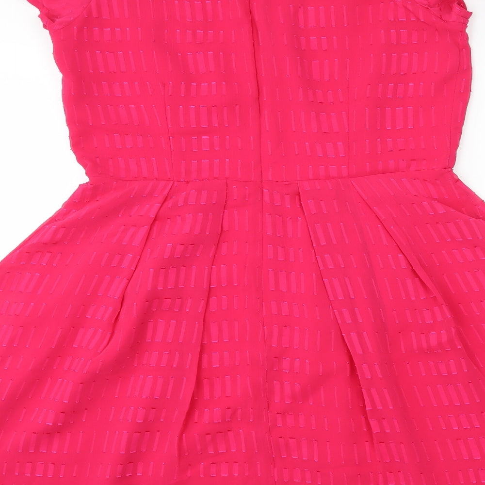 LITTLE MISTRESS Womens Pink Geometric Fit & Flare Size 12
