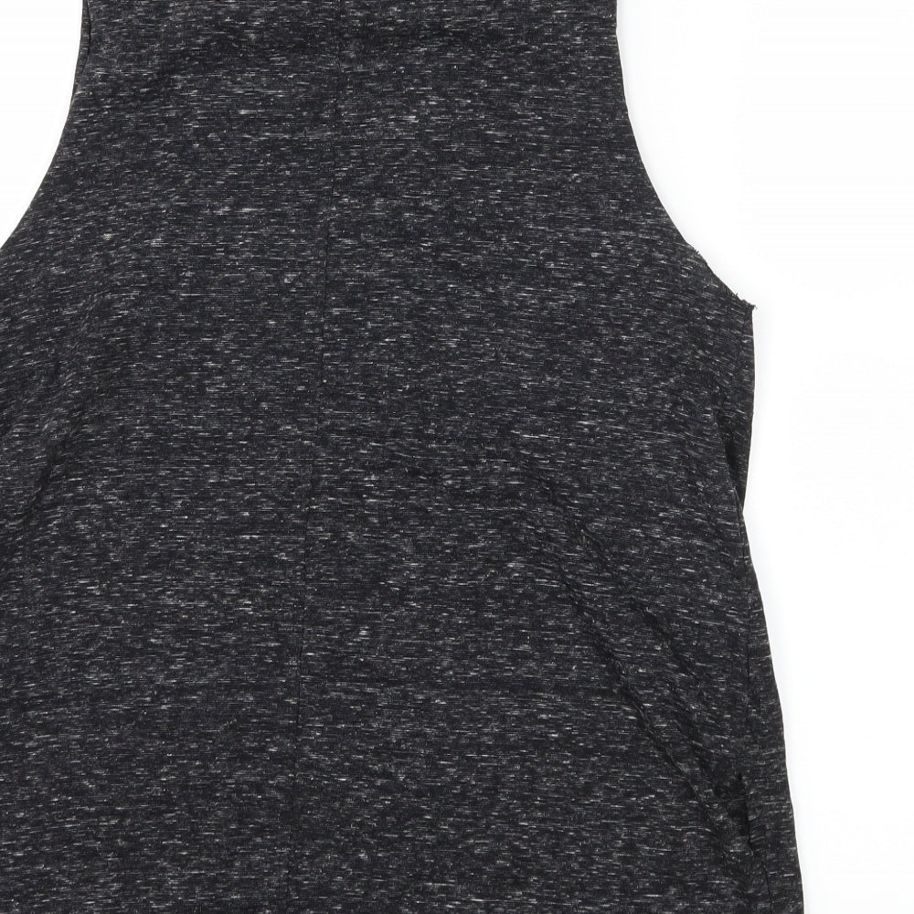 Topshop Womens Grey Jersey Basic T-Shirt Size 10 - Embelished Neckline