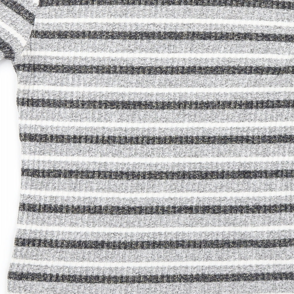 Peacocks Womens Grey Striped Pullover Jumper Size 10