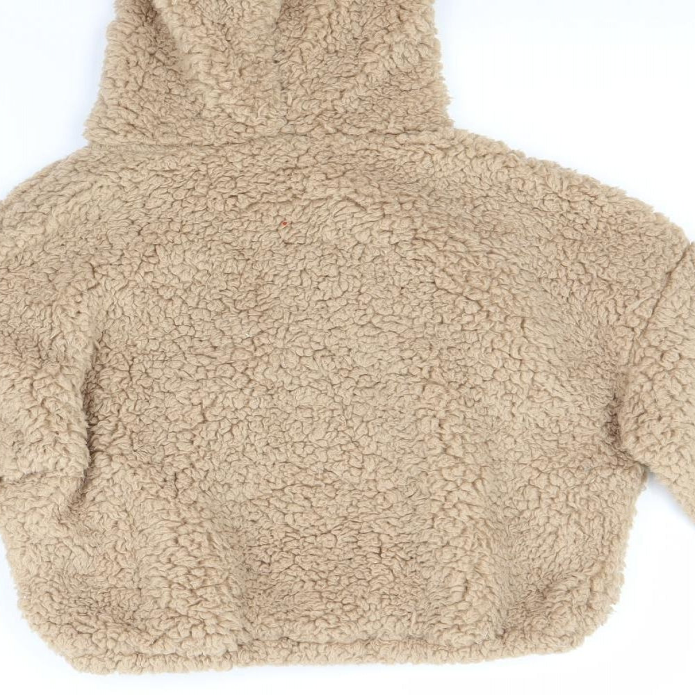 New Look Girls Beige Fleece Pullover Hoodie Size 12 Years
