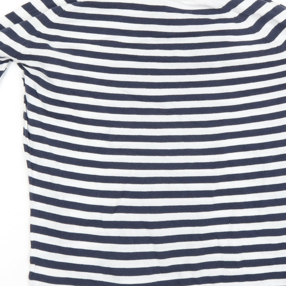 Magnum Girls White Striped Pullover Jumper Size 13 Years