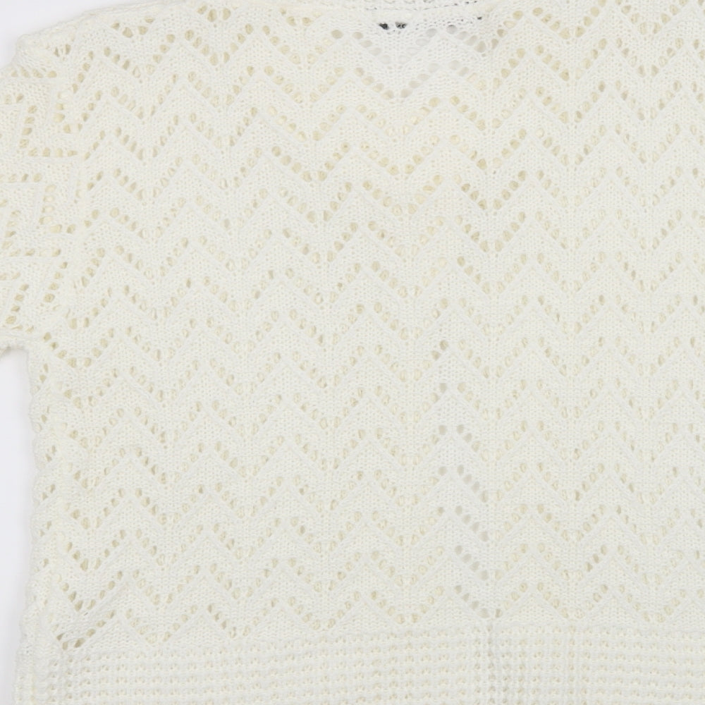 Elegant Collection Womens White Cardigan Jumper Size S