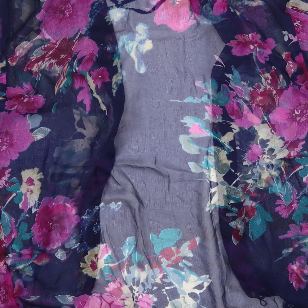 AX Paris Womens Blue Floral Cardigan Jumper Size S