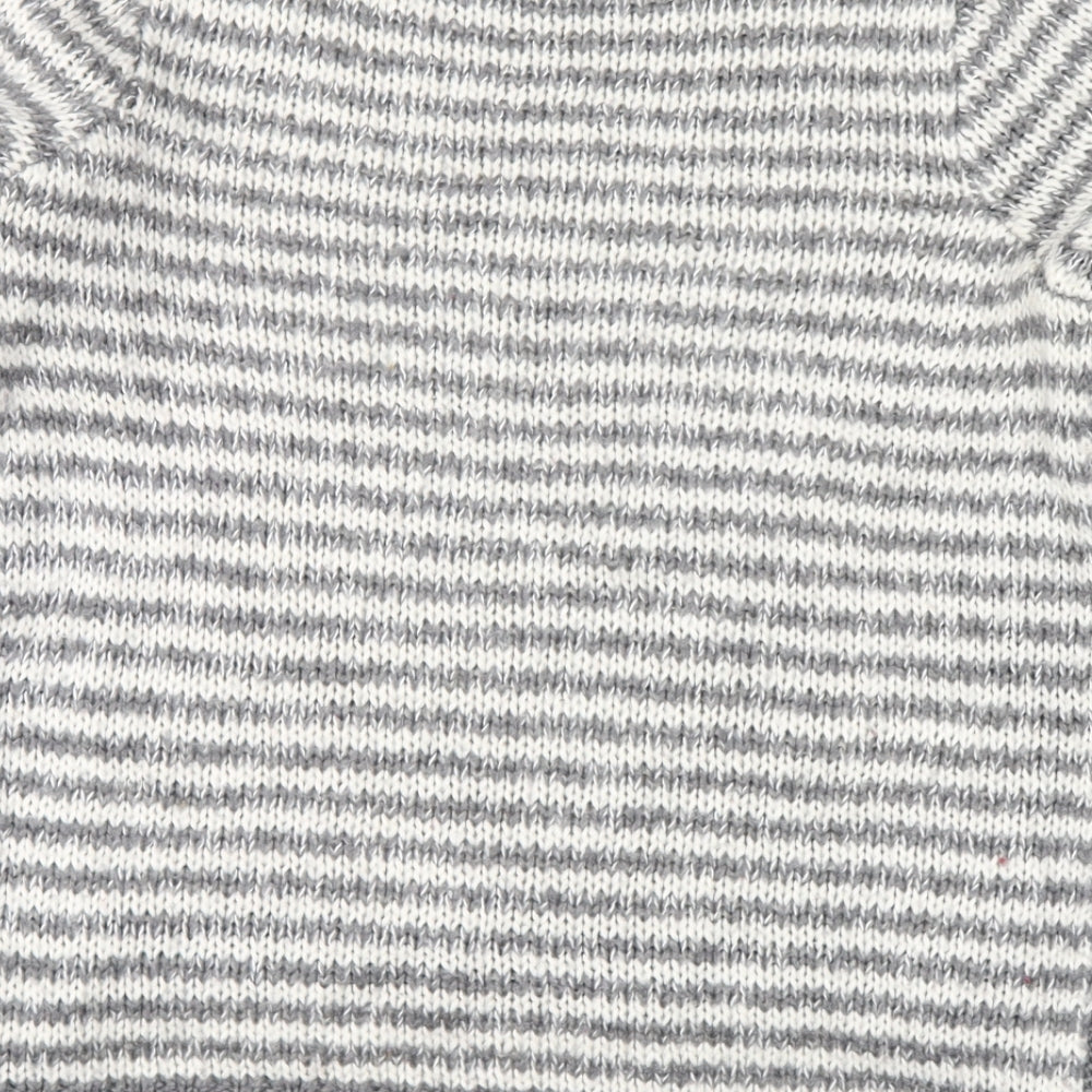 New Look Womens Grey Striped Pullover Jumper Size 8