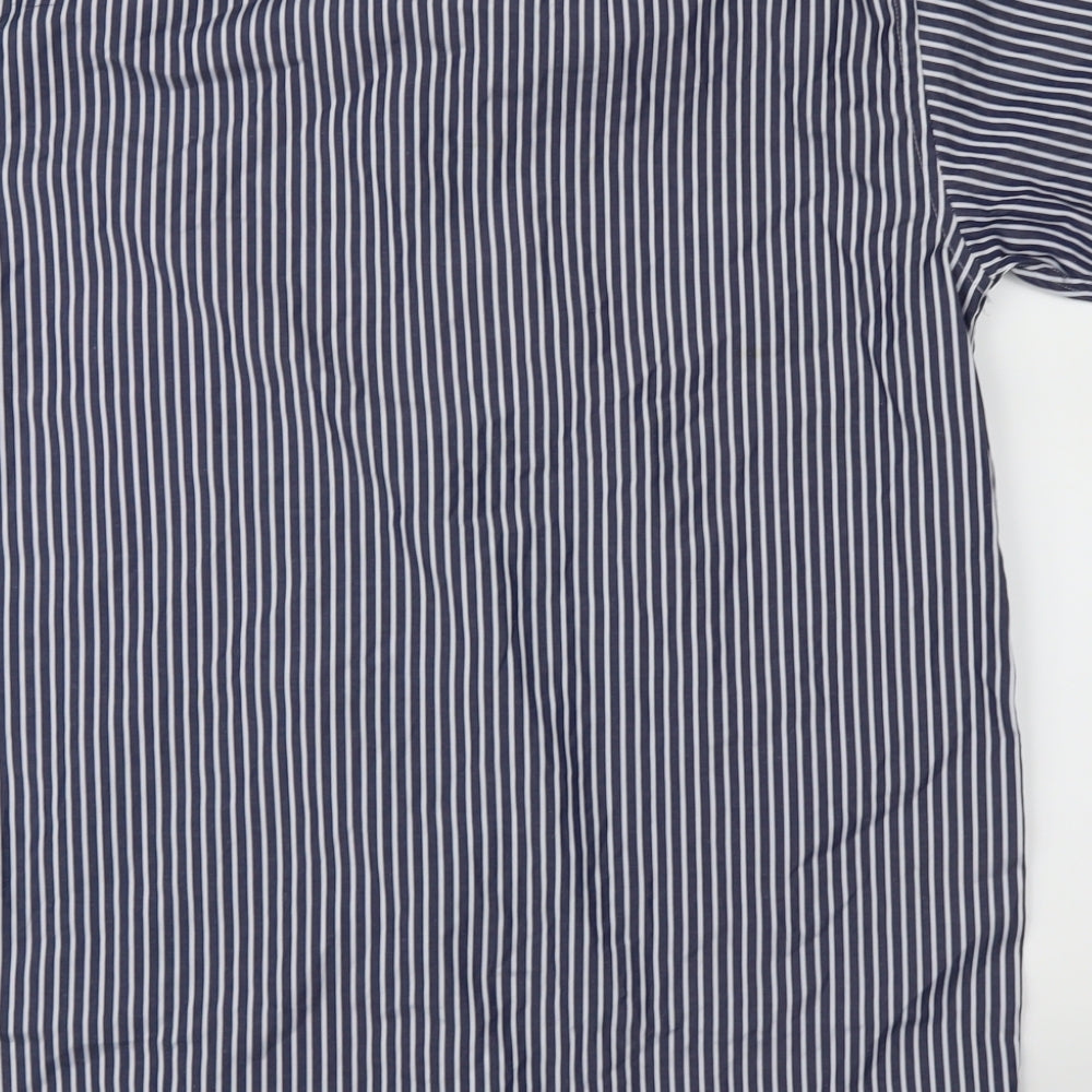 lanzans Mens Blue Striped Button-Up Size 40