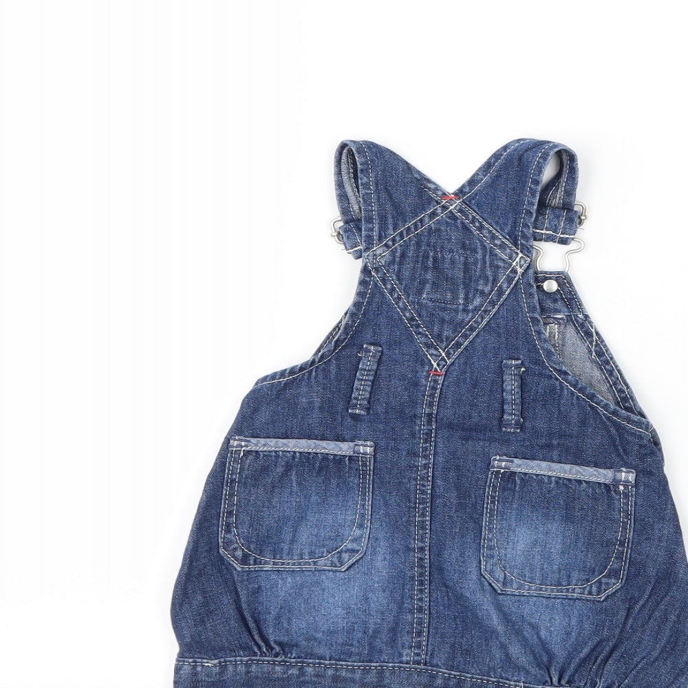 Gap Girls Blue Denim Pinafore/Dungaree Dress Size 3-6 Months