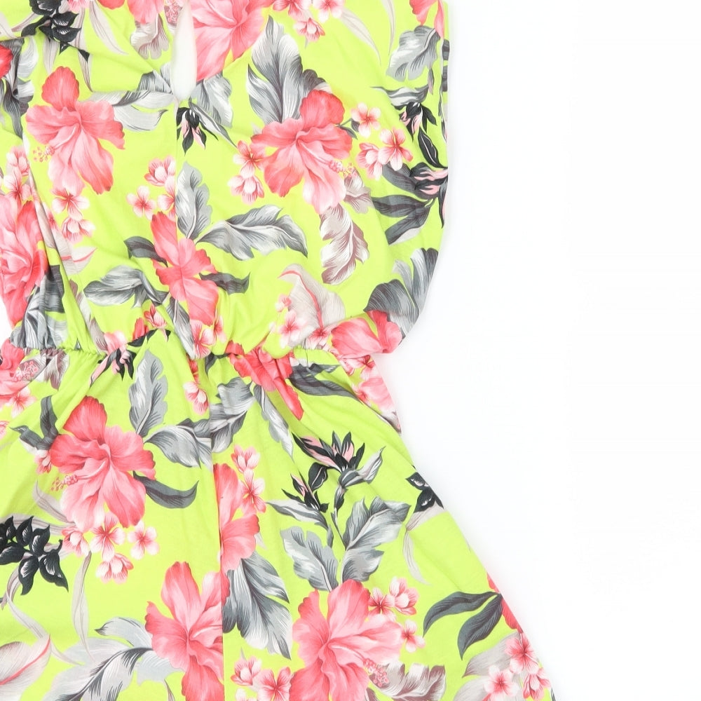 QED London Womens Green Floral Playsuit One-Piece Size M