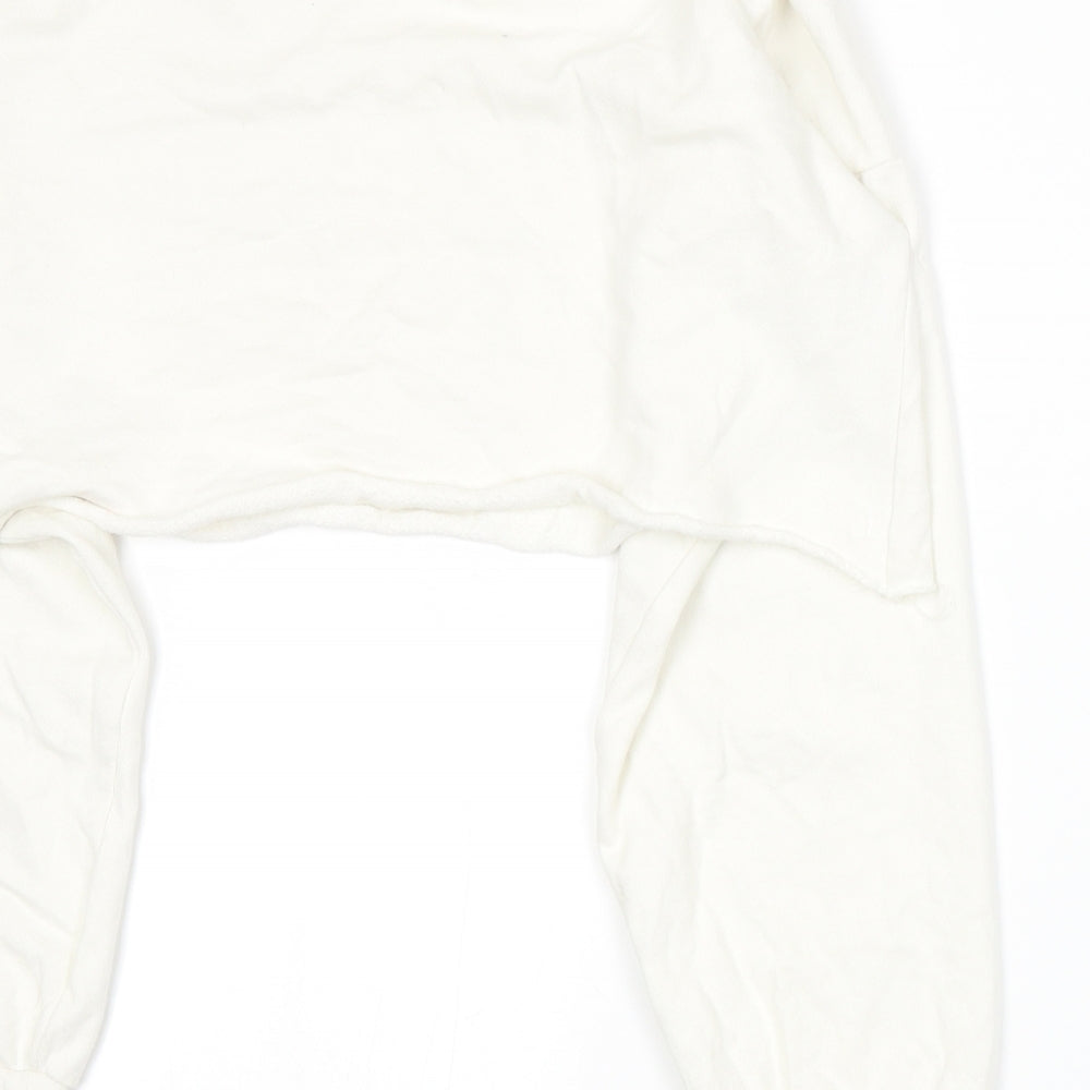 PRETTYLITTLETHING Womens White Jersey Pullover Sweatshirt Size 12