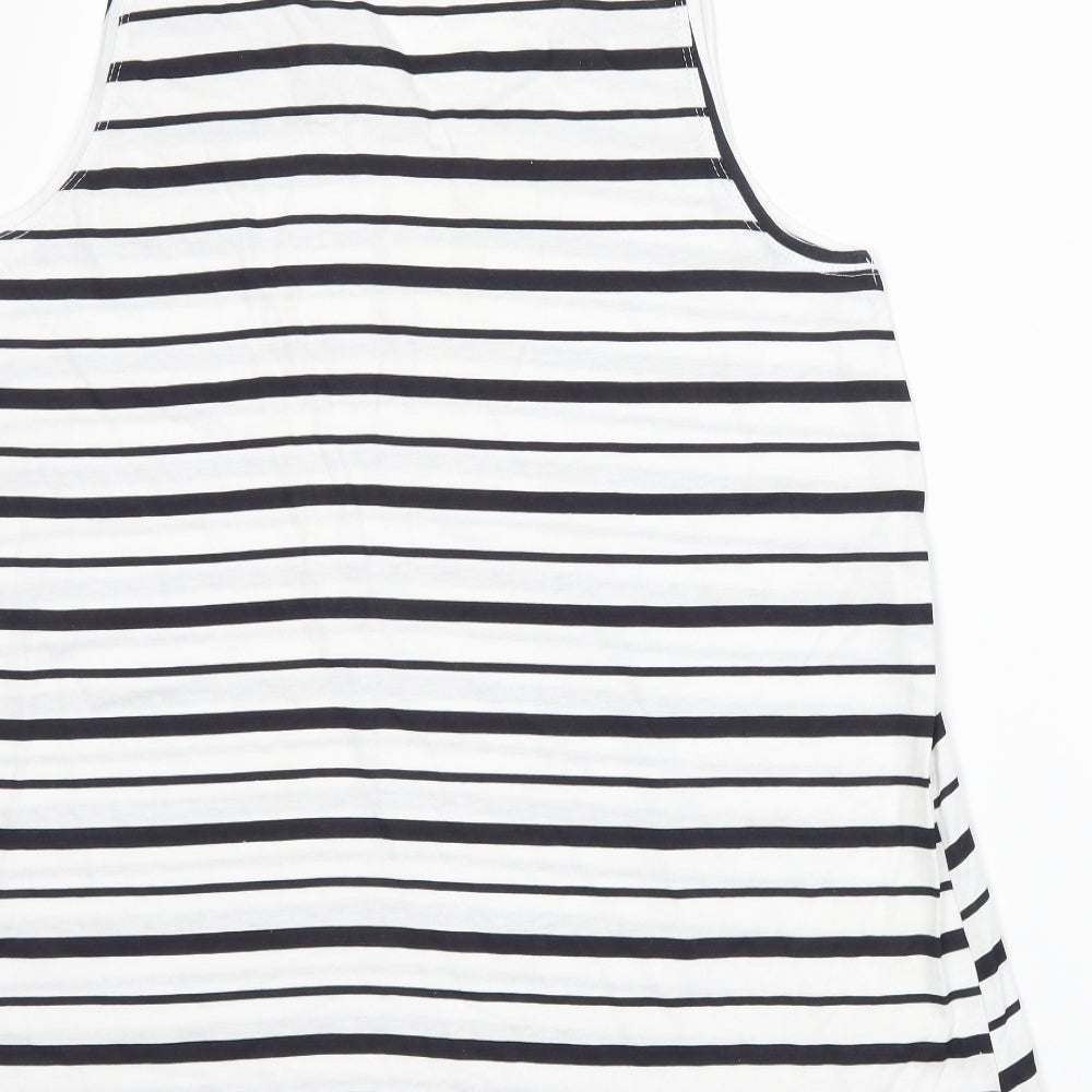 Avenue Womens White Striped Basic Tank Size 14