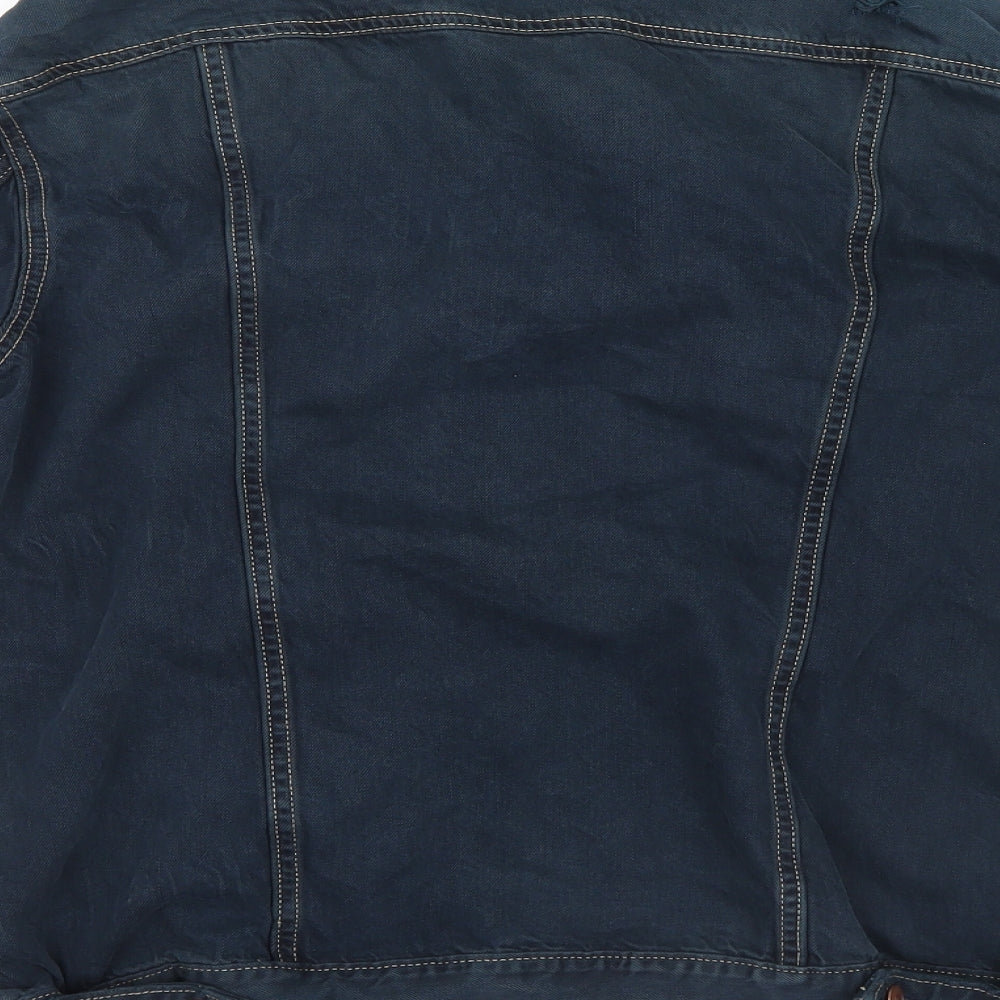 H&M Womens Blue Denim Jacket Size 10 - Ripped